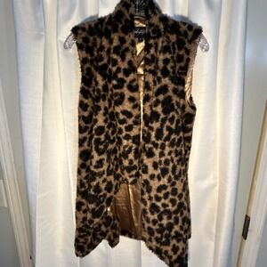 Daytrip Leopard Print Faux Fur Vest Women's Size M